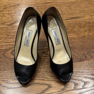 Jimmy Choo Black Peep Toe Heels